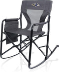 Picnic TIME NFL Baltimore Ravens Woodland Rocking Camping Chair with Storage Caddy Camp Chair for Adults (Charcoal Gray)