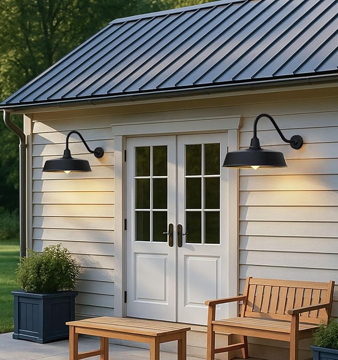 JOESA Extra Large 24 Barn Gooseneck Light Dusk to Dawn Exterior Light Fixture Ideal for Installation on Porch Garage Doorway Classic Outdoor Barn Light.
