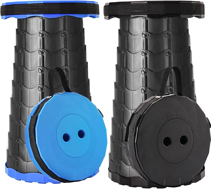 Upgraded Collapsible Stool Lightweight But Sturdy Portable Retractable Folding Telescoping Foldable Camping Stool for Adults Outdoor Fishing Hiking Travel BBQ