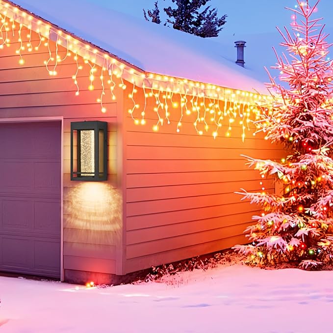 Dusk to Dawn Sensor Porch Lights Crystal Bubble Exterior Lighting Fixtures Modern Outdoor Wall Light Outdoor Lighting Fixture for Porch 2Pack