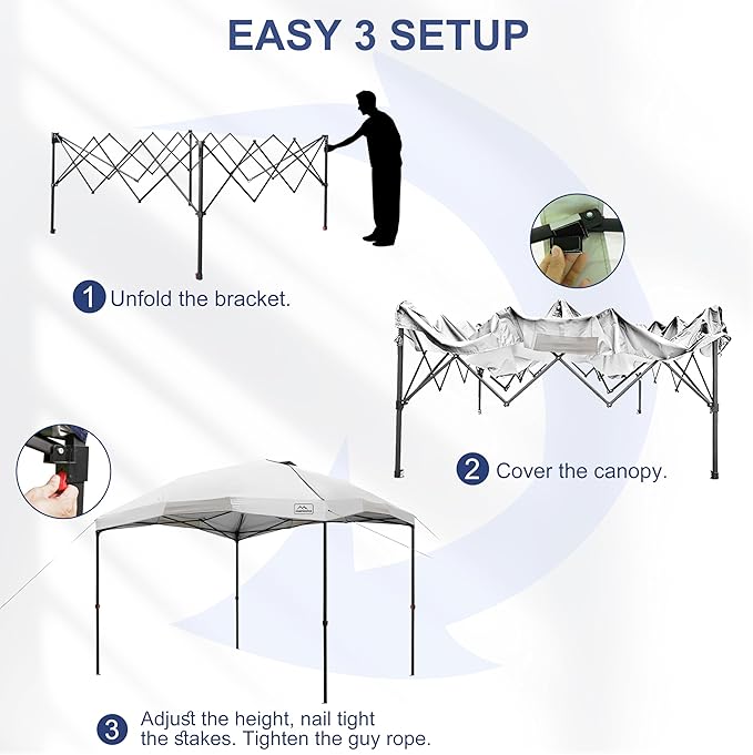 KAMPKEEPER 12x12 Pop Up Canopy TentHeavy Duty Outdoor Sun Shade for EventsCampingParties - Polygonal Patio Gazebo with Wheeled Bag4 sandbags(White)