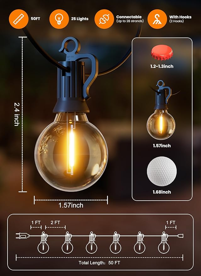 Permanent Outdoor Lights 50FT LED Lights DIY Scene Mode IP68 Waterproof Christmas Lights for Daily and Accent Lighting Outdoor Decor