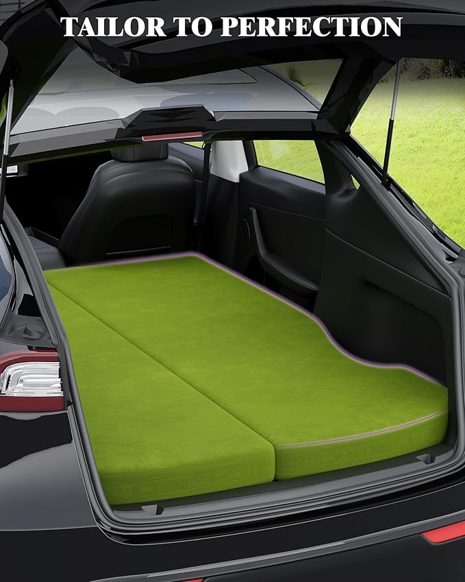 Zenzy Upgraded 2-Piece Split Memory Foam Mattress for Tesla Model Y | Easy Storage with 2 Bags Magic Link System | CertiPUR-US Machine Washable Cover