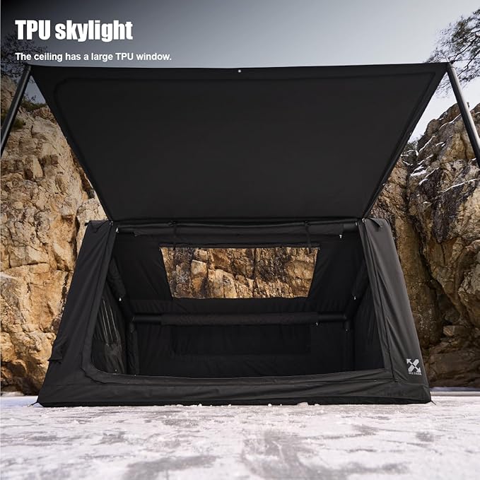 2025 Upgraded Canvas Inflatable Camping Tent with Pump Easy Setup Blow Up Air Tent for CampingNo Assembly Needed Air Tent with Mesh Skylight Windows&ampDoors