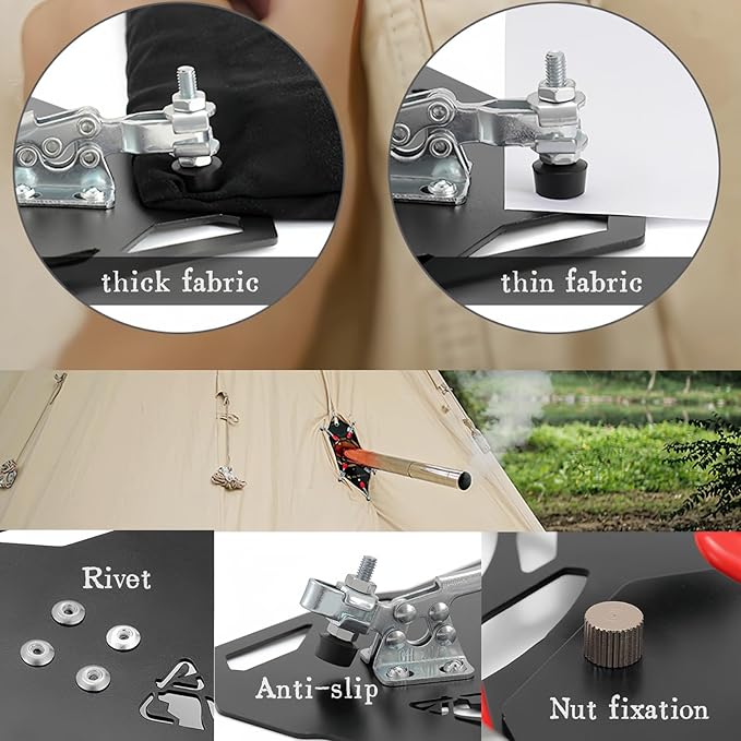 Fay Bless DIY Hot Tent Stove Jack Aluminum Clip-On Stove Jack with 3.4 Chimney Hole for Canvas Tent Bell TentYurt Tent Fireproof Tent Protector for Winter Camping