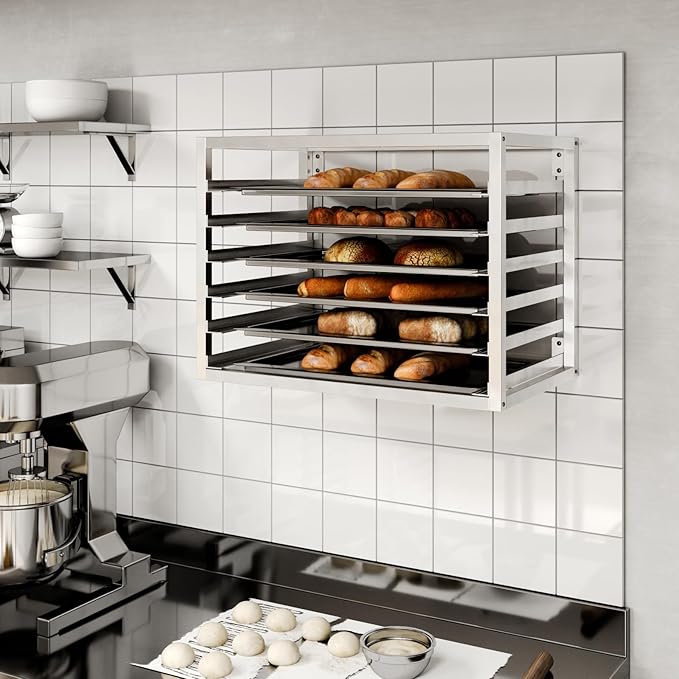 AmGood Wall Mounted Sheet/Bun Pan Rack - 28 x 18 x 21. Fits 6 Full-Size Sheet Pans. NSF