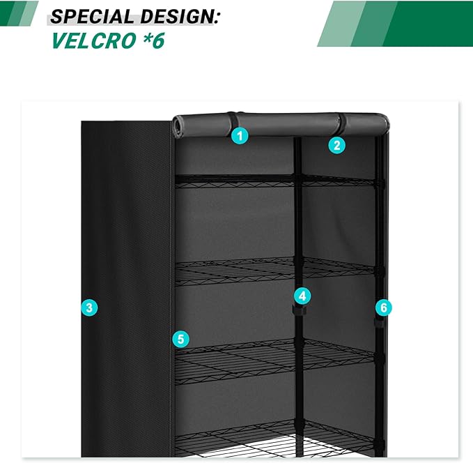 Storage Shelving Unit - Protective Waterproof Outdoor Indoor Storage Rack Dust Cover with Zipper (36Lx14Wx54H) Black
