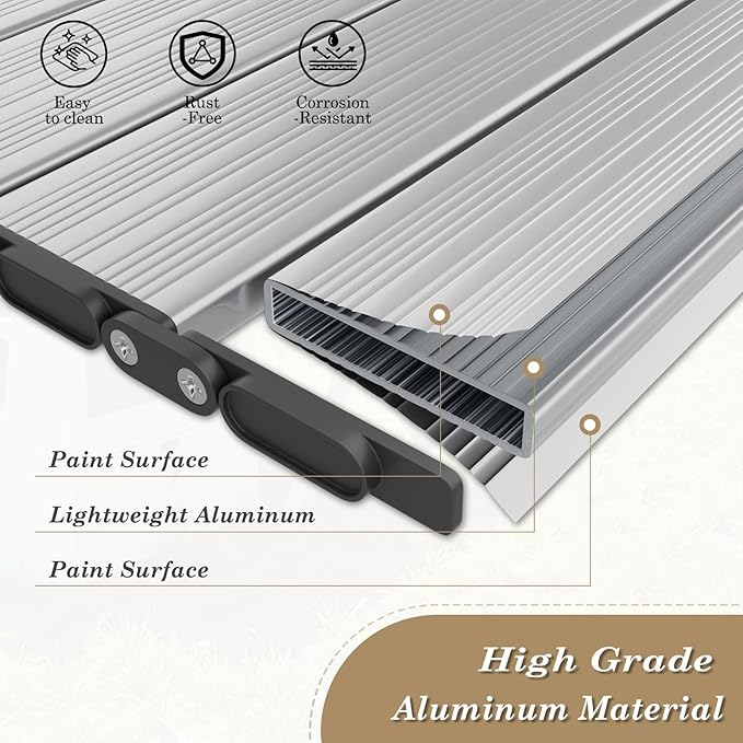 Athena Collection Foldable Camping Table 47 Aluminum Outdoor Folding Camp Table with Mesh Layer Telescopic Legs and Carry Bag Lightweight and Portable for Outdoor Camping Picnic Grilling Silver