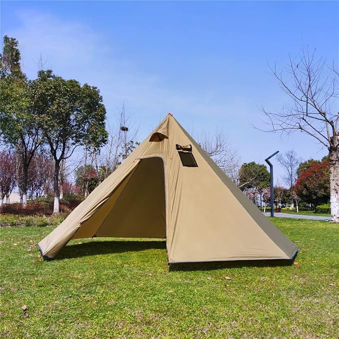 Tipi Hot Tent with Fire Retardant Stove Jack for Flue Pipes 2~3 Person Lightweight Teepee Tents for Family Team Outdoor Backpacking Camping Hiking