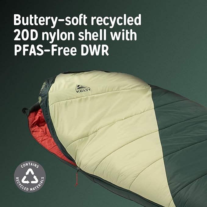 Kelty Cosmic Synthetic Fill 20 Degree Backpacking Sleeping Bag – Compression Straps Stuff Sack Included