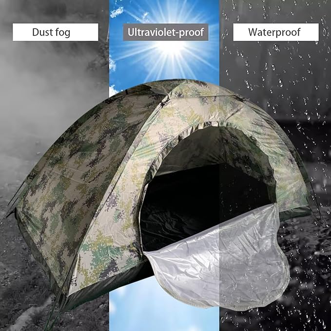 Camouflage Tent 79x39x39 Portable Lightweight Ventilated Waterproof One Man Beach Tent Outdoor for Hiking Camping