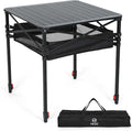 Nice C Aluminum Square Table Adjustable Height Folding Camping Table Lightweight Collapsible Table with Roll-up Tabletop Carry Bag for Outdoor Camping Picnic backyards BBQ (27'' Large)