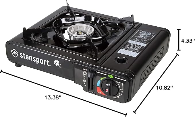 Stansport Portable Outdoor Butane Stove Black 13.38 L x 10.82 W x 4.33 H