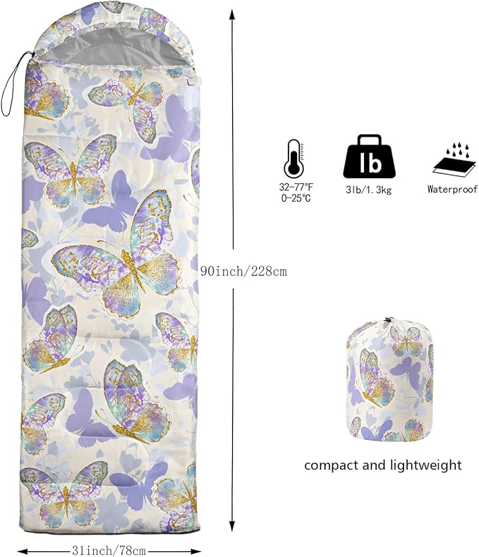 CVHOUSE Camping Sleeping Bags3 Season Warm &amp Cool WeatherLightweightWaterproof Sleeping Bags for Adults &amp KidsTravelingand OutdoorsCamping Gear Equipment