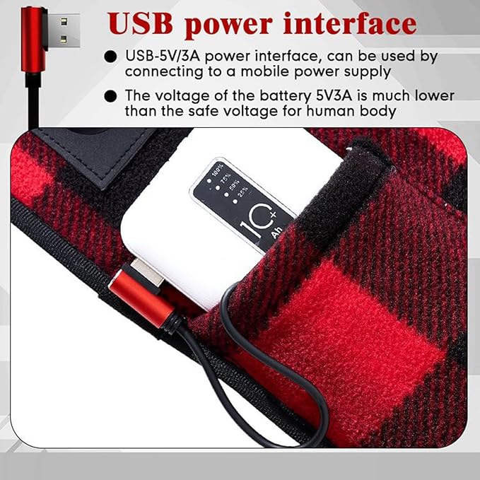 Heated Sleeping Bag Pad Portable Sleeping Bag Liner with 6 Heating Zones 3 Adjustable Temperature Levels USB Power Supply Heating Pad for Cold Weather Camping Backpacking or Hiking (No Power Bank)