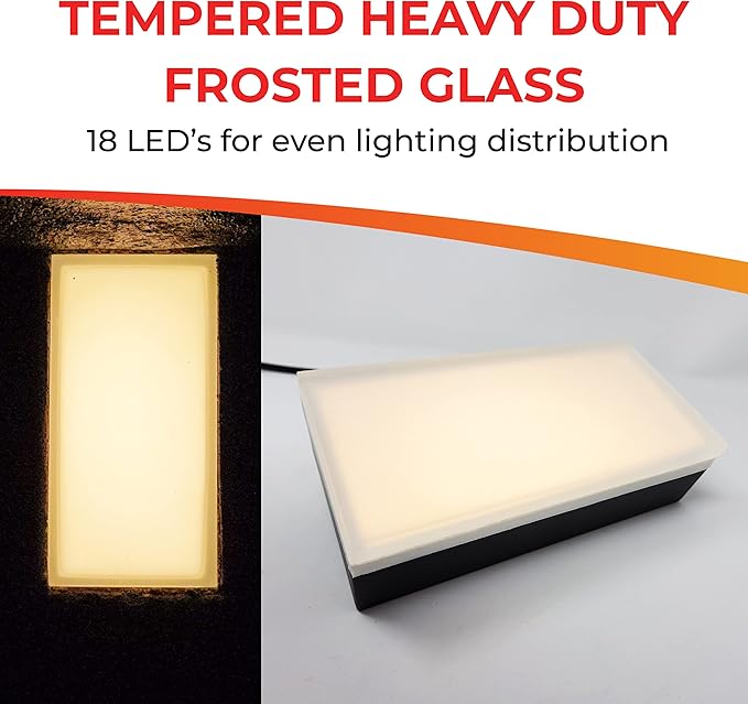 LUMENGY Paver Light 4x8 Inch (3.93x7.87) 2700K Warm White Glare-Free Brick Lighting for Driveways Walkways Pool Decks and Patios 12V Hardwired IP67 Waterproof Drive-Over Rated