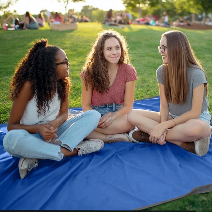Threadart Outdoor Rainproof &amp Windproof Thick Stadium Blanket | for Camping Picnic Sports Festivals Football Baseball Concerts Parks Beach 55 x 79