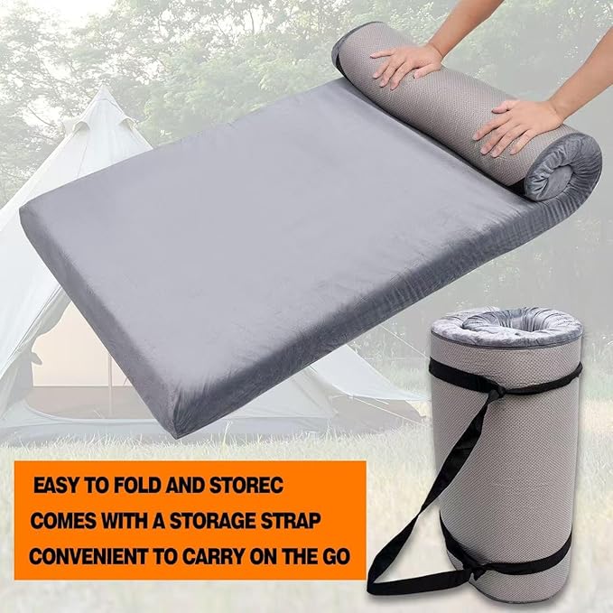 Memory Sponge Camping Mattress is Suitable for Adult Waterproof Sleeping mats roll up Floor mattresses Foldable mattresses and Guest mattresses.