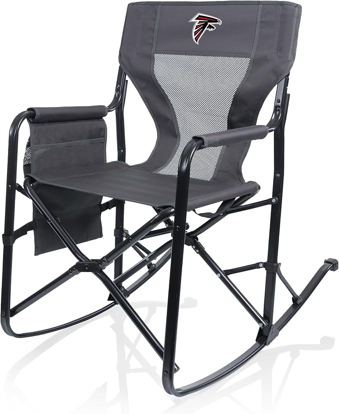 Picnic TIME NFL Woodland Rocking Camping Chair with Storage Caddy Camp Chair for Adults