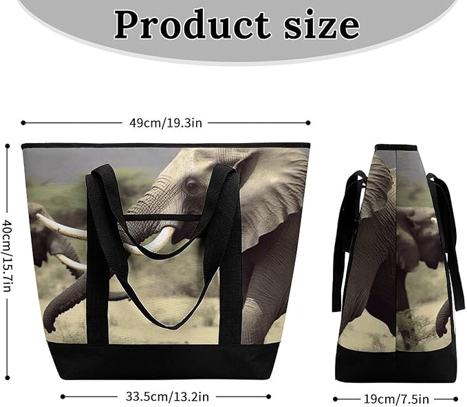 Insulated Shopping BagLarge Reusable Cooler Bags Elephants Animals Printed Foldable Shopping BagTravel Waterproof Shoulder Bag