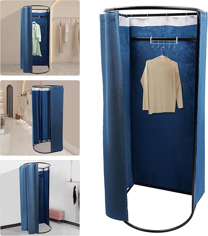 Portable Fitting Room Changing Booth 78.7 High Privacy Pop-Up Tent with Curtain 66lbs Capacity for Retail Events Beach Camping Photography Studio (Blue)