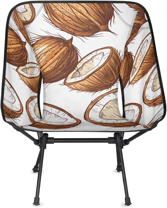Honeybaby Folding Camping Chair Coconut Print Camping Chairs Lightweight Portable Chair Outdoor Foldable Chairs for Camping Travel Picnic Beach Hiking