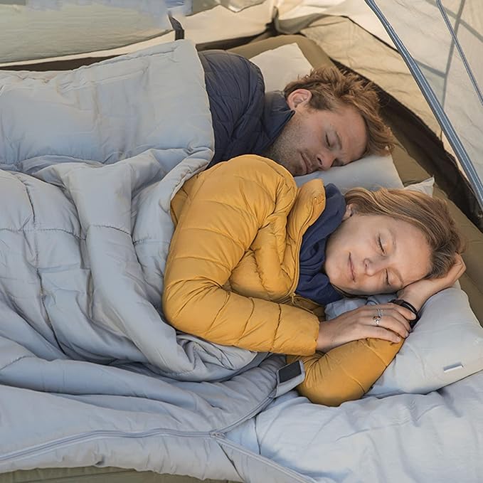 Double/Single Sleeping Bag for Adults Camping 2 Person Waterproof Cotton Flannel Sleeping Bag for 3-Season Warm &amp Cold Weather Lightweight with Compact Bag for Hiking Backpacking