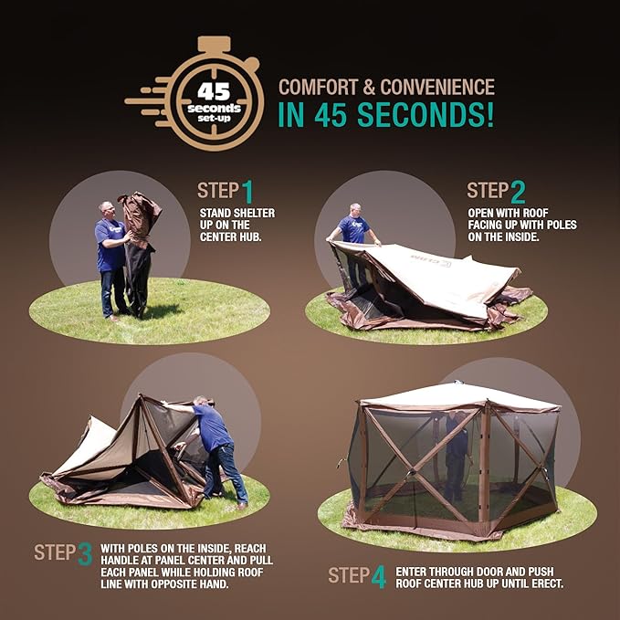 CLAM Pop Up Screen Tent Outdoor Camping Gazebo Canopy Venture 9' x 9' Gray