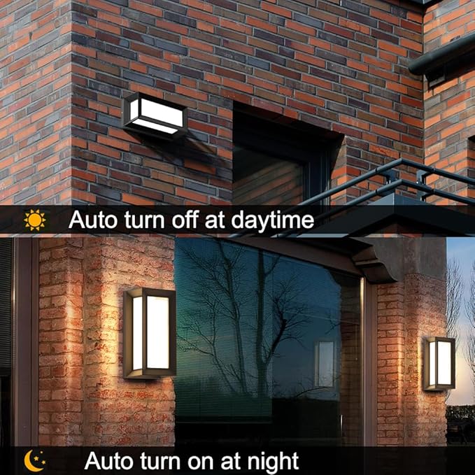 Sytmhoe Dusk to Dawn Outdoor Wall Light 3000k Black Exterior Wall FixturesModern Exterior Wall Sconce LEDOuside Light for House Garage Walkway Backyard Garden