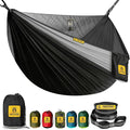Camping Hammock with Mosquito Net 600 lbs Portable Hammock with Tree Straps2-in-1 Double/Single Travel hammocks Tent for Outside/Indoor/Backpacking/Beach-Black&ampGrey