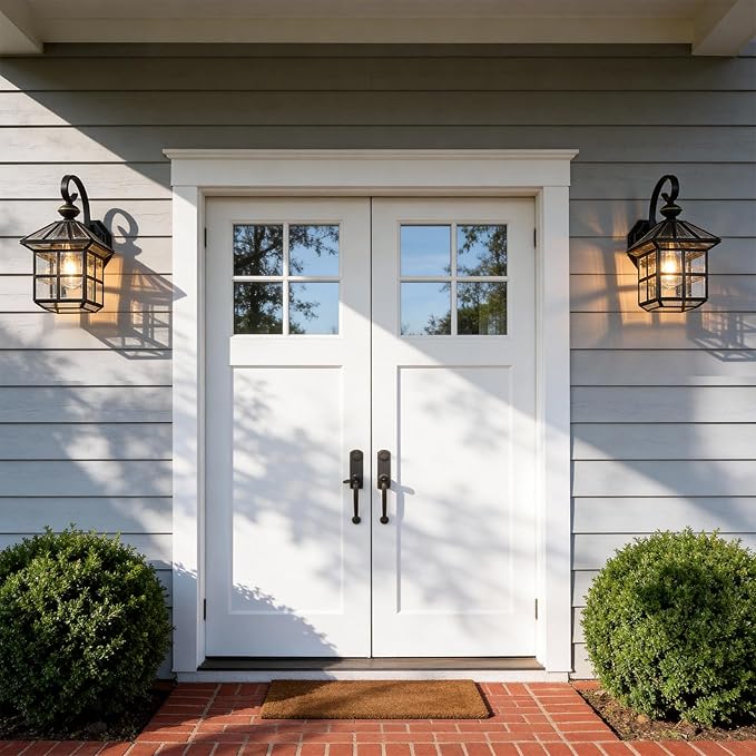 Black Outdoor Wall Light Fixture 1-Light Exterior Porch Light with Clear Glass Waterproof Wall Mount Lantern Sconce for Garage Front Door and Patio Anti-Rust Finish