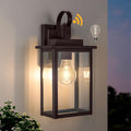 𝟭𝟱𝗜𝗡 Dusk to Dawn Outdoor Wall Light Fixture (Bulb Include) Exterior Waterproof Sconces Outdoor Porch Wall Mounted Lighting Modern Black Wall Lamp for House Doorway Garage (Brown)