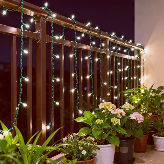 200 LED Warm White Christmas Lights UL Certified and Commercial Grade 66ft Green Wire String Lights for Indoor and Outdoor Party Wedding Garden Patio.