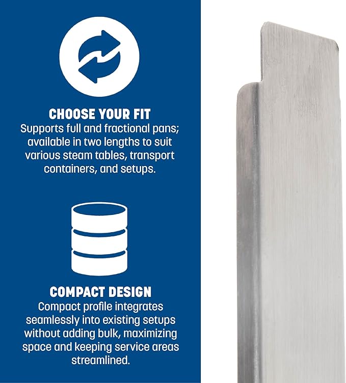 Carlisle FoodService Products Durapan Stainless Steel 20.5 Inch Steam Table Adapter Hotel Pan Adapter Bar for Commercial Kitchens and Buffets Silver