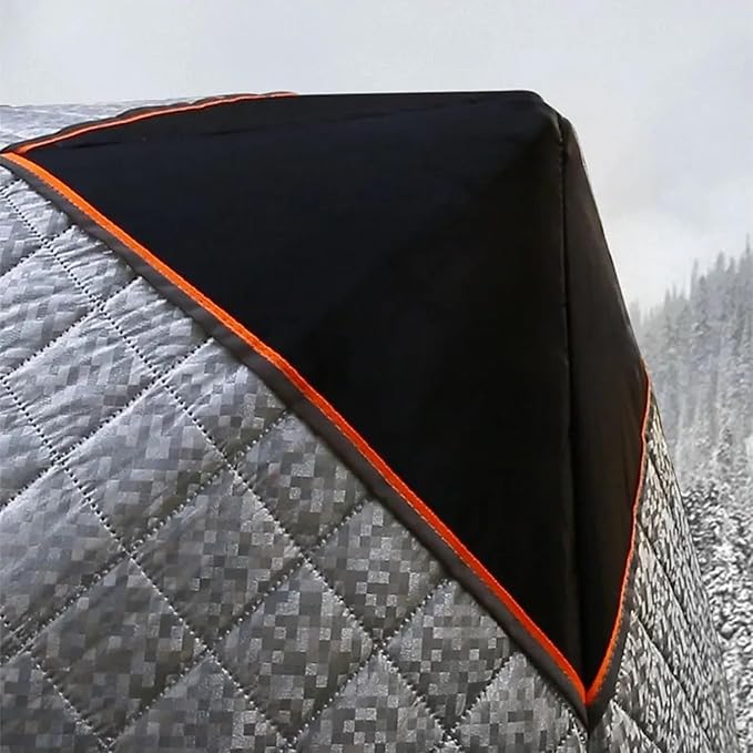 Pop-Up Portable Ice Fishing Tent with Carry Bag Insulated Ice Fishing Shelter with Two Doors &amp Six Windows 3-4 Person