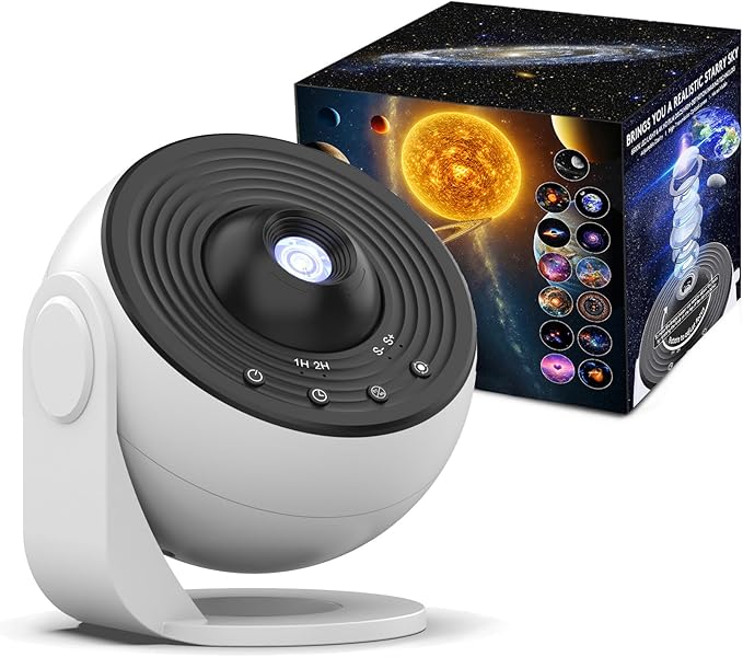 Galaxy Projector Pro 13-in-1 Planetarium Projector - Northern Lights Moon &amp Solar System 360° Rotating with Auto-Off Timer &amp Speed Control Ceiling Night Light for Astronomy Lovers Bedroom