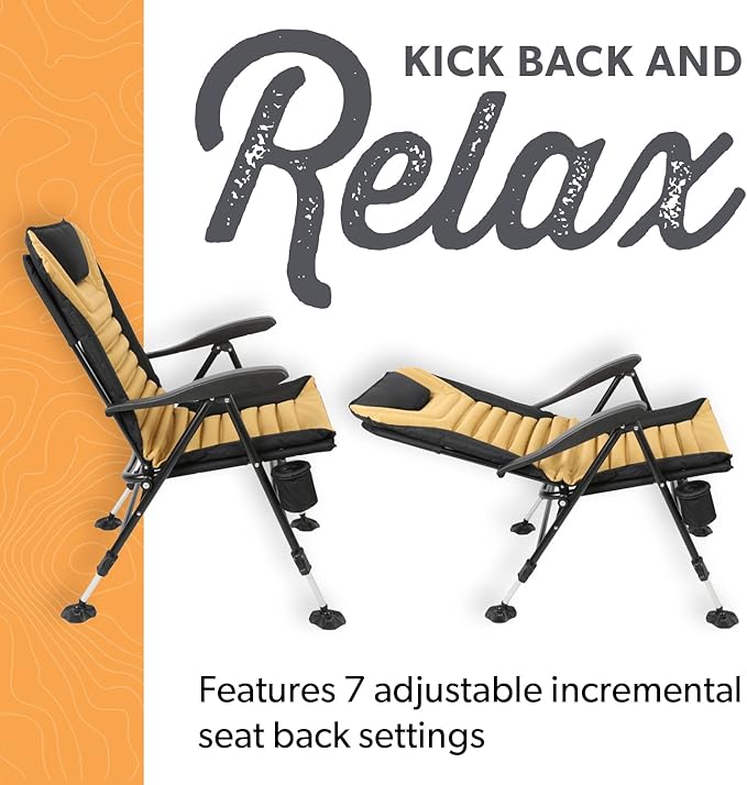 Kuma Outdoor Gear Off Grid Chair Ultimate Portable Luxury Rugged Outdoor Folding Chair for Camping Glamping Sports &amp Outdoor Adventures (Sierra/Black)