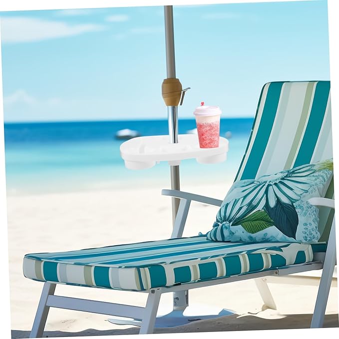 UPKOCH Umbrella Table Tray for Beach with Drink Holders Plastic Outdoor Umbrella Tray for Snacks and Beverages for Patio Use
