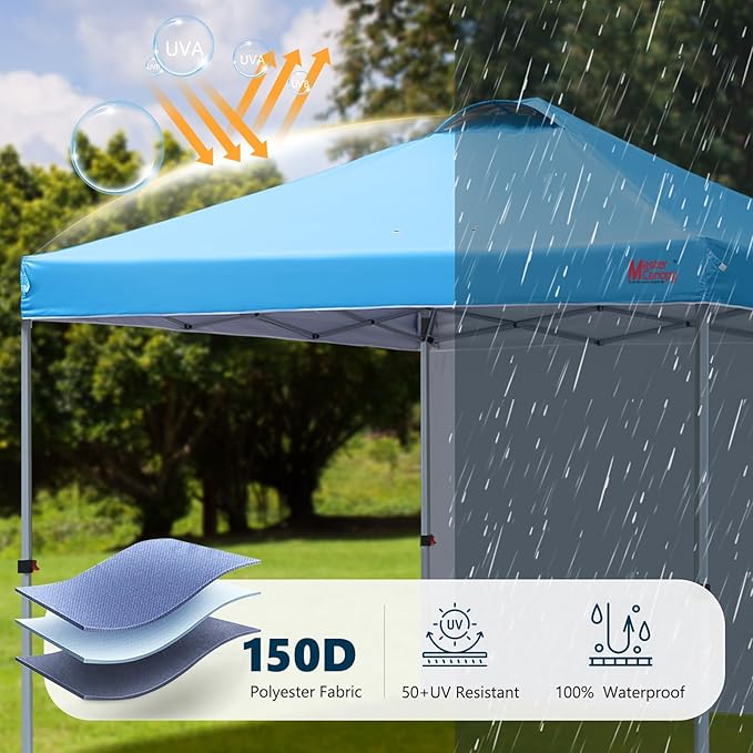 MASTERCANOPY Durable Pop-up Canopy Tent with 1 Sidewall (10'x10'Sky Blue)
