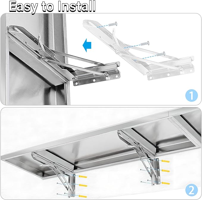 Concession Shelf Drop Down 48 x 12 Folding Concession Stand Shelf Commercial Grade Stainless Steel Foldable Concession Shelves for Snack Bar Food Cart Movie Theater
