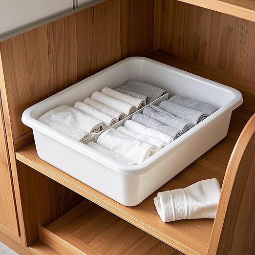 ZOENHOU 4 Pack 10 L Bus Tubs Plastic Bus Box Tote White Commercial Plastic Bus Box Tote Box Wash Basin Tote Box for Pantry Washing Dishes 5 Inch Deep