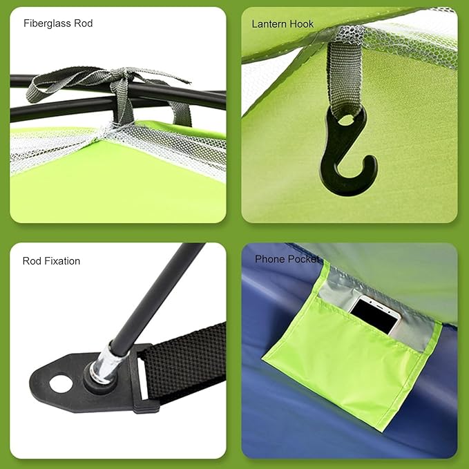 Camping Tent Double Door Portable Tent With Shelters Carry Bag 1 To 2 Persons Lightweight Waterproof Camping Hiking Tent Perfect For Backpacking And Camping(1 person Green)