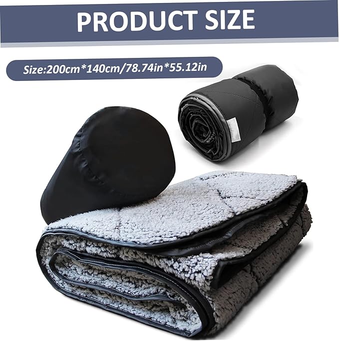 Camping Blanket 55x79 Waterproof Stadium Blanket with Storage Bag Washable Windproof Warm Foldable Down Camping for Sporting Events Picnic Travel.