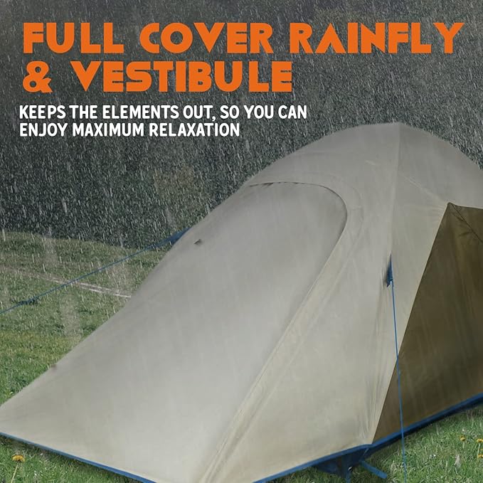 Kelty Tanglewood 2 or 3 Person Backpacking and Car Camping Tent – Sturdy Frame Quick Corners for Easy Setup Double Stake Vestibule Clip-on Rainfly
