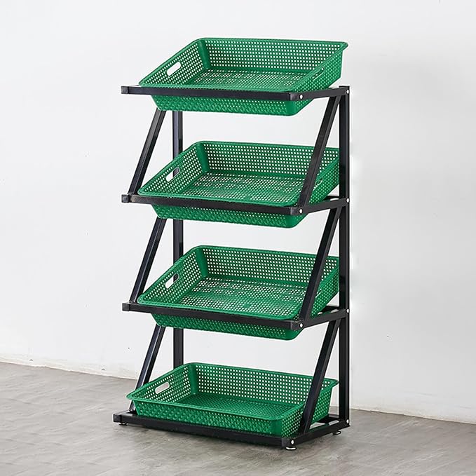 Store Display Rack Wall Mounted Storage Rack Supermarket Convenience Store4-5 Layer Supermarket Display Shelves Commercial Fruit &amp Vegetable Racks Single Row Onion &amp Potato Organizer Lar