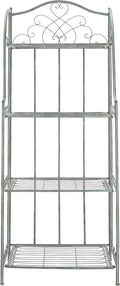 SAFAVIEH Outdoor Collection Amaris Victorian Antique Dark Green Wrought Iron 4-Tier Baker's Rack