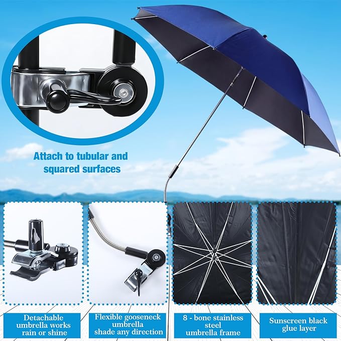 2 Set Beach Chair with Umbrella Foldable Camping Chair Adjustable and Fold up Umbrella with Storage Bag for Outdoors Fishing Camping Hiking Travel Picnic Beach