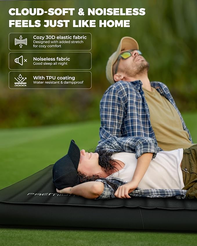 KingCamp Self Inflating Camping Pad Ultra 6 Thick or Ideal 3 Thcik High R Value Air &amp Foam Camping Mattress Full Size Double Sleeping Pad 2 Person for Camp Tent Outdoor Car Multi Colors PVC