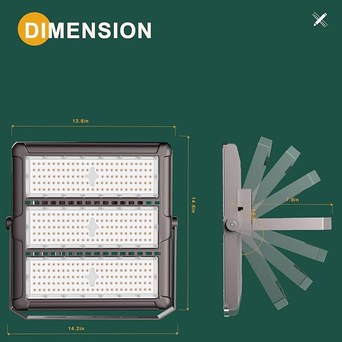 LED Stadium Lights Outdoor 400W LED Flood Lighting 60000LM AC100-277V IP65 Waterproof 5000K Daylight Commercial Arena Lighting for Sports Fields and Court -4Pack