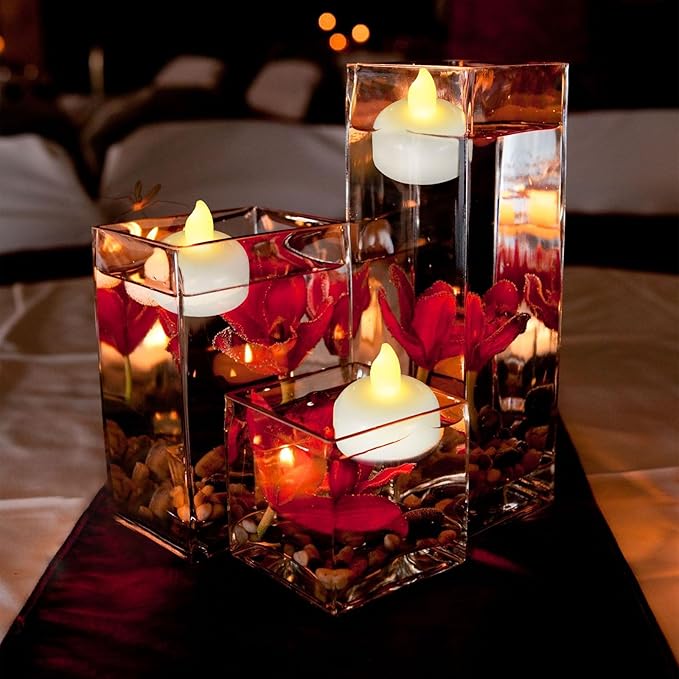 72 Pack Flameless Flickering Floating Tea Lights Warm White Battery Operated Outdoor Waterproof Candles LED Votive Tealight Candles Bulk for Wedding Centerpiece Vase Pond Halloween Decorations